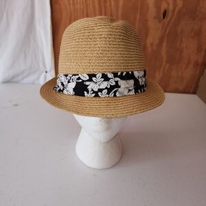 Nine West Beige Hat with Monochrome Floral Band